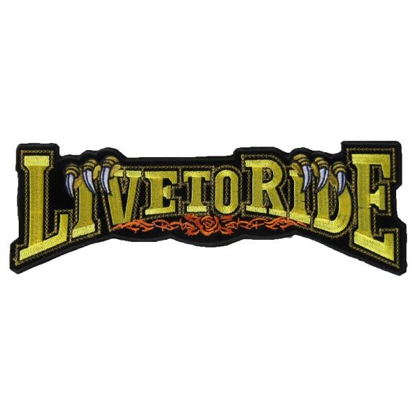 大きい アイロンワッペン バイカー LIVE TO RIDE 黄