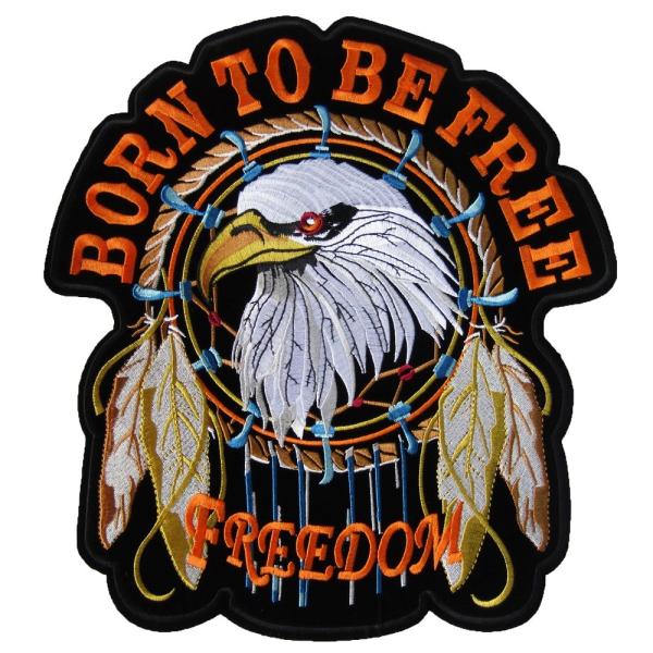 大きい  アイロンワッペン バイカー 1 BORN TO BE FREE FREEDOM