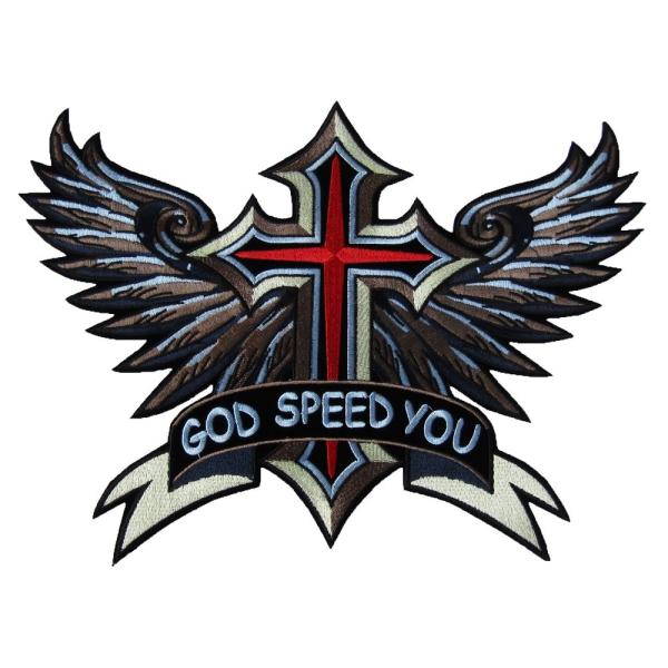大きい アイロンワッペン バイカー 8 GOD SPEED YOU