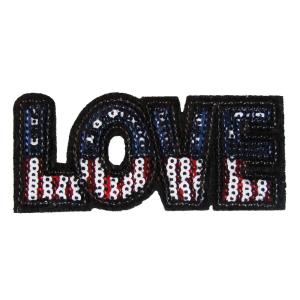 アイロンワッペン キラキラ スパンコール パッチ 14 小 LOVE