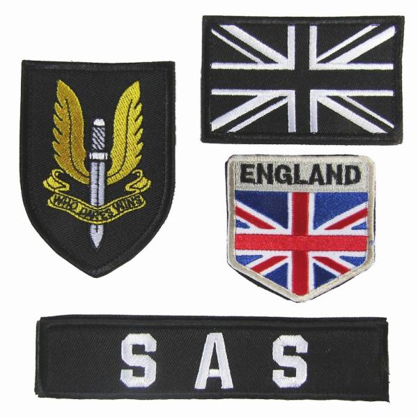 ベルクロワッペン イギリス陸軍 SAS 4点セット 黒