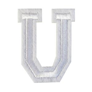 アイロンワッペン アルファベット U 白