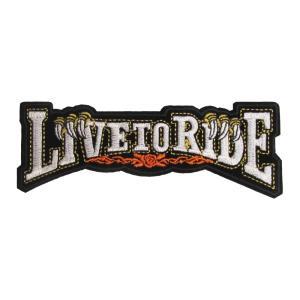 アイロンワッペン バイカー LIVE TO RIDE 19 白