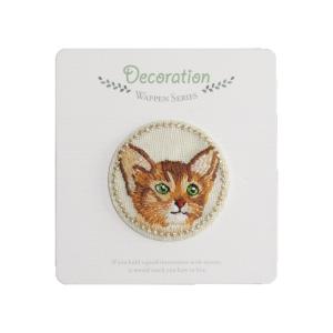 痴繍 アイロンワッペン 刺繍 動物 円 5 ネコ