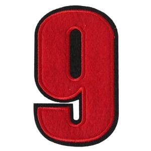 アイロンワッペン 数字 9 赤