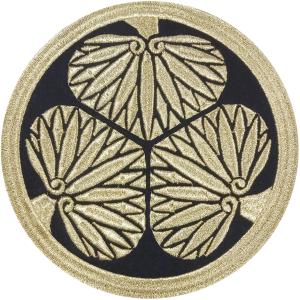家紋 ワッペン 徳川家康 三つ葉葵 金×黒 アイロン接着 約5.5cm
