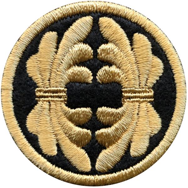 【家紋80】まるに向かい結い綿 家紋 ワッペン【ゆうパケット配送対象商品】