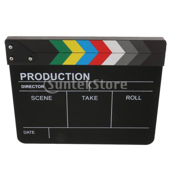 撮影小道具 カチンコ ビデオ撮影 監督 カチンコ 黒板 ドライ拭き取り ハリウッド風 アクリル＆木製