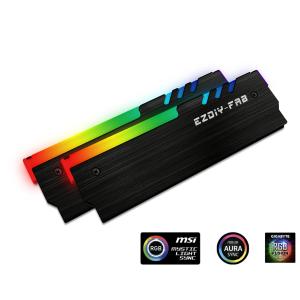 EASYDIY RGB RAM 冷却 メモリヒートシンク アドレサブル RGB LED機能搭載 -黒い 2本1セット