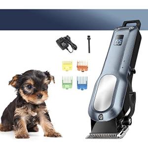 PATEKERグルーミング用ドッグバリカン 厚毛に適したプロフェッショナルコードレス シアトリマー 犬や猫用のメタルブレード付ガイドガード4個