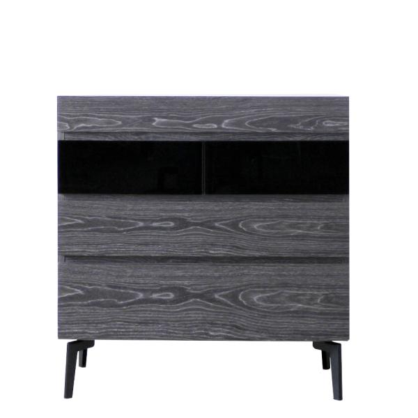 チェスト ８０ ロータイプ 機能性 ハンガー掛け付き シャープ 鉄脚ブラック