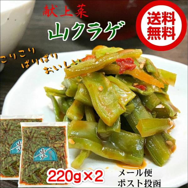 献上菜　山クラゲ 220ｇ×2【送料無料】【メール便】お土産 やまくらげ  つまみ  ご飯のお供 み...