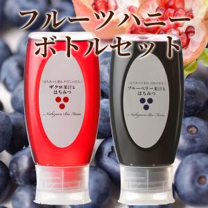 プレゼント はちみつ ギフト 蜂蜜 ハチミツ フルーツハニーボトルギフトセット　ブルーベリー・ザクロ WEB限定｜hachibeikan