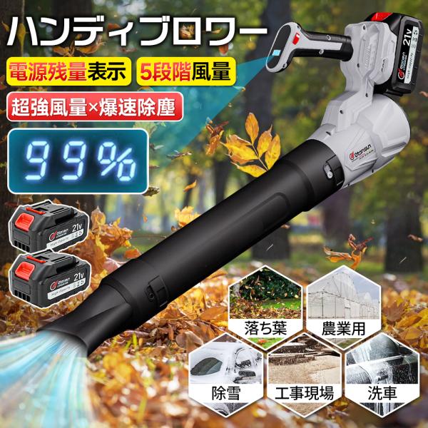 ブロワー ハンディ ジェットドライ 充電式 小型 5段階 500000RPM 除雪 洗車 落ち葉 庭...