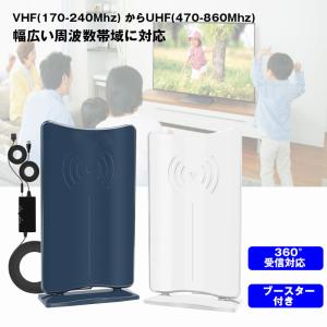 ブースター付き卓上・TV  室内アンテナ 屋内アンテナ ブースター内蔵 HDアンテナ テレビ アンテナ  F型 地デジ UHF VHF 受信範囲120Km USB式 避雷 設置簡単