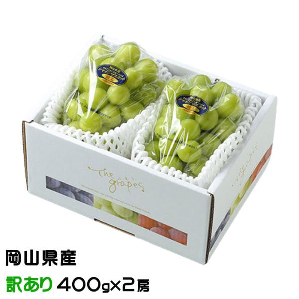 お中元 ぶどう シャインマスカット 晴王 風のいたずら ちょっと訳あり 400ｇ×2房 岡山県産 葡...