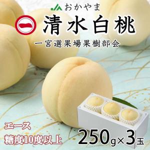 お中元 桃 清水白桃 エース 2Lサイズ 250g×3玉 一宮中央選果場 岡山県産 ＪＡおかやま 夏ギフト もも モモ｜hachiya-fruits