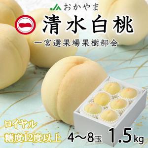 お中元 桃 清水白桃 ロイヤル 4〜8玉 1.5kg 一宮中央選果場 岡山県産 ＪＡおかやま 夏ギフト もも モモ｜hachiya-fruits