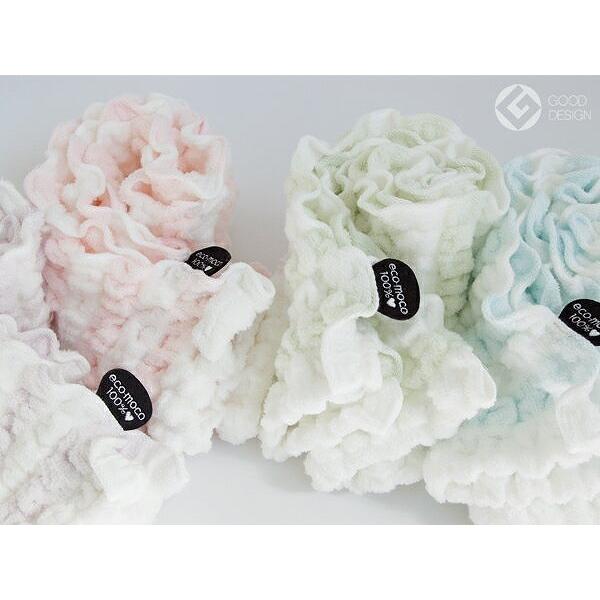 今治エコモコ シャーベットボーダー フェイスタオル ( 無撚糸 ) もこもこ モコモコタオル 柔らか