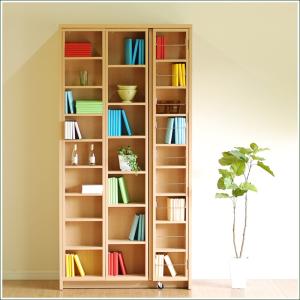 スライド書棚 書架 スライド 本棚 日本製 幅84 高さ237cm オープン2列