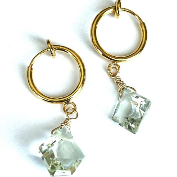 ノンホールピアス ノンホール ピアス ５０代 ４０代 グリーン アメジスト 選べる 透明 天然石 金...