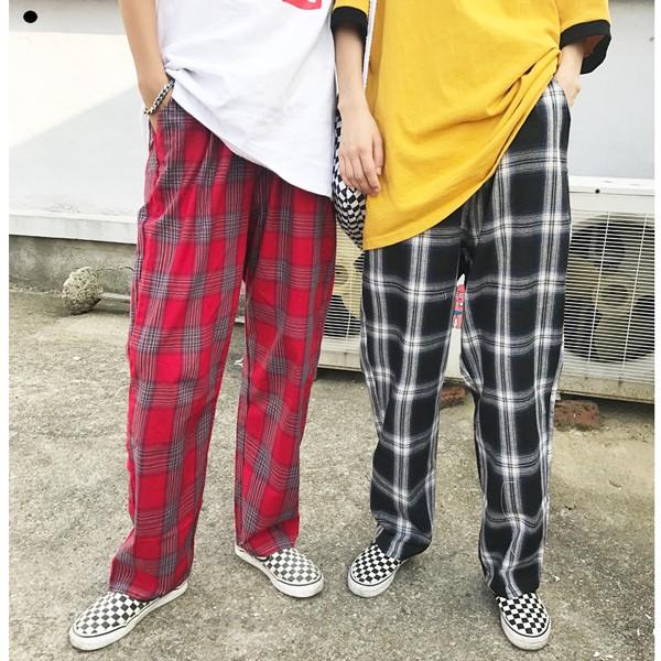 チェックパンツ レトロ ユニセックス 3カラー レッド イエロー ブラック ダンス ユニセックス ボ...