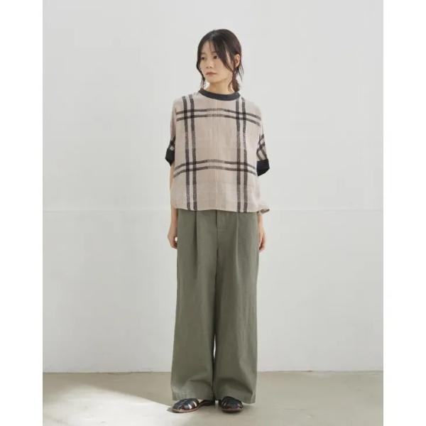 TUTIE. (ツチエ) | コットンリネンパナマチェックブラウス (ベージュ) | トップス リネ...