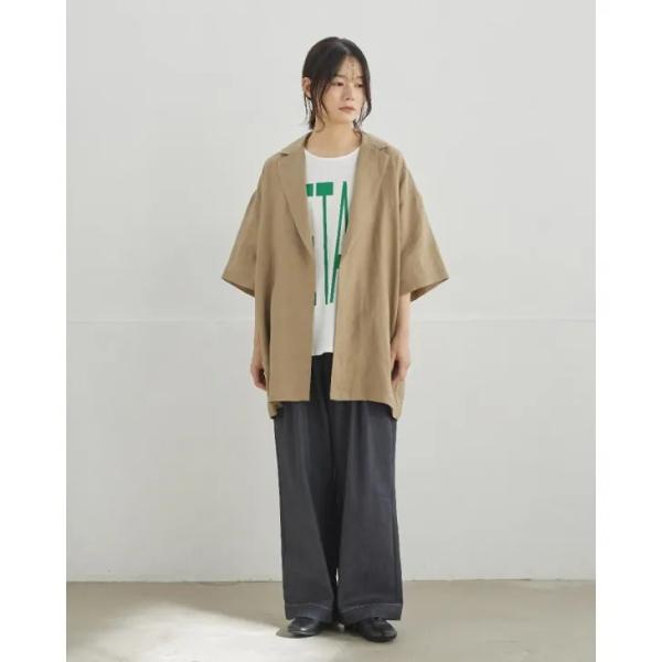 TUTIE. (ツチエ) | リネンハーフスリーブジャケット (ベージュ) | コート 羽織 春夏