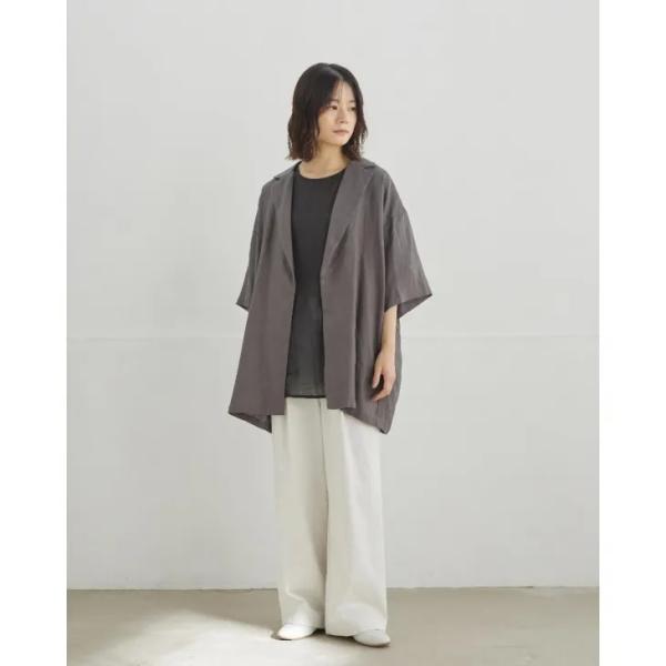 TUTIE. (ツチエ) | リネンハーフスリーブジャケット (グレー) | コート 羽織 春夏
