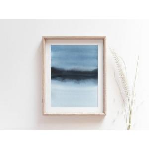 ANNA MABELLA | Abstract Blue Landscape Print | A3 ...
