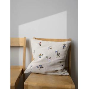 FINE LITTLE DAY | TENNIS EMBROIDERED CUSHION COVER (no.1693) | 48x48cm クッションカバー 刺繍｜hafen