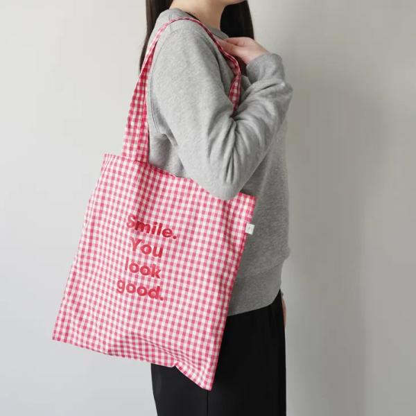 FILUM | オデカケトート ギンガム smile (pink x red) | トートバッグ フ...