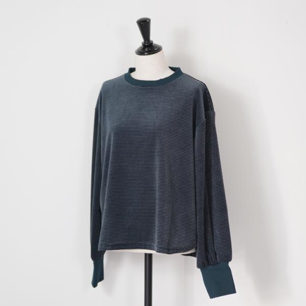 【SALE セール】NARU (ナル) | コットンベロアボーダーラウンドPO (khakigray...