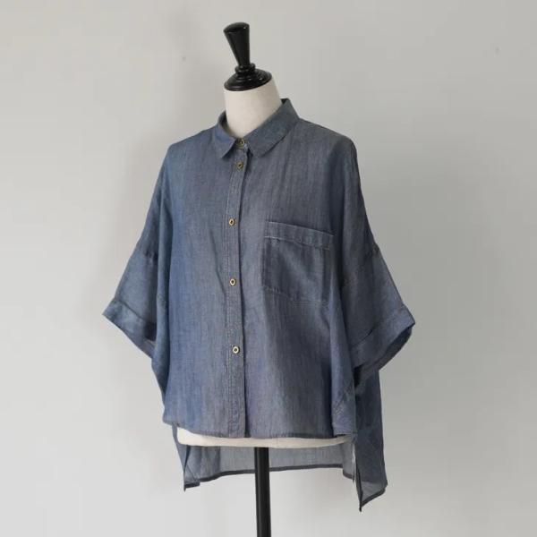 MK・b (エムケービー) | 2.2oz ライトデニムブラウス (サックス) size 38 | ...