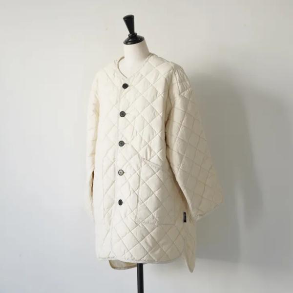 GYMPHLEX | NYM QUILT DOWN COLLARLESS COAT (oyster/...