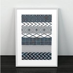 LES TEMPS MODERNES | TILES PRINT (navy blue) | A3 アートプリント/ポスター｜hafen