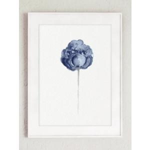 【ネコポス送料無料】COLOR WATERCOLOR | Peony Watercolour Navy Flower #1 | A4 アートプリント/ポスター｜hafen