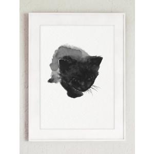 COLOR WATERCOLOR | Black Cat Art Print #3 | A3 アートプリント/ポスター｜hafen