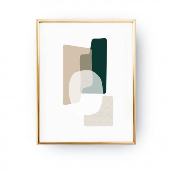 LOVELY POSTERS | GREEN BEIGE ABSTRACT PRINT | A2 ア...