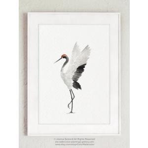 COLOR WATERCOLOR | Crane Birds #1 | A3 アートプリント/ポスター【北欧 雑貨 インテリア リビング かわいい 鳥】｜hafen