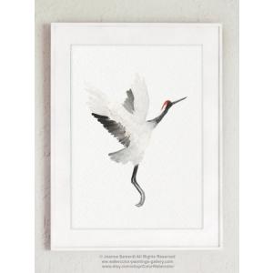 COLOR WATERCOLOR | Crane Birds #3 | A3 アートプリント/ポスタ...