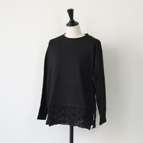 【SALE セール】LUEUF (ルフ) | 裾シュリンクレースプルオーバー (black / gr...