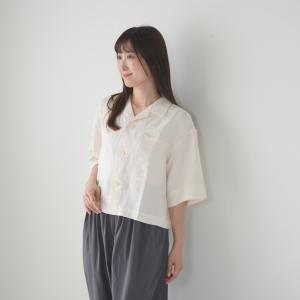 le glazik◇リネンポリエステル オープンカラー半袖シャツ/36/リネン