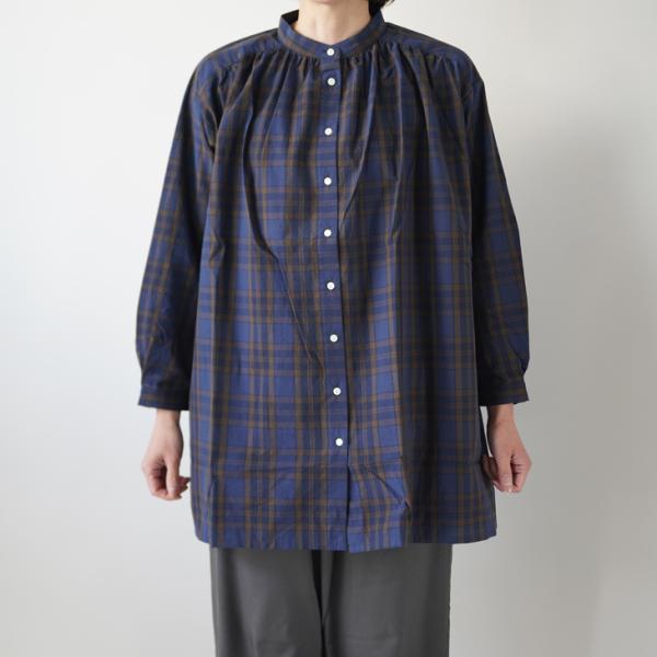 【SALE セール】LUEUF (ルフ) | CHECK BAND COLLAR TUNIC (ch...