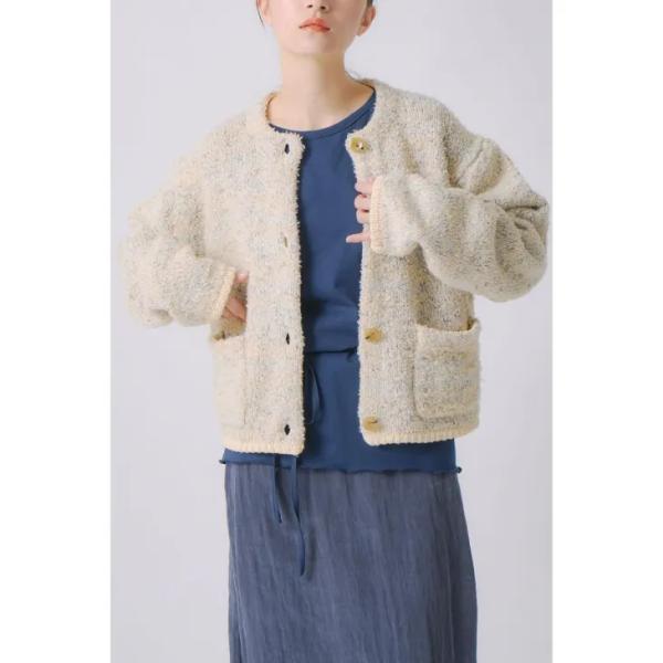WHYTO. (ホワイト) | mix tapeyarn knit jacket (ecru) on...