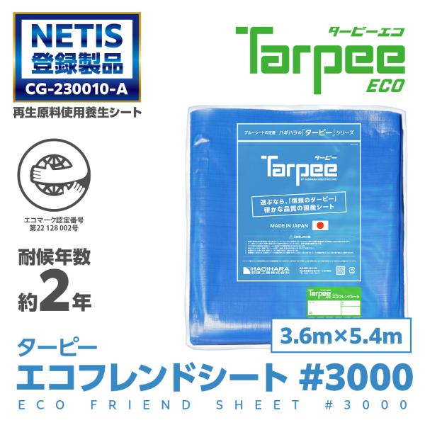 エコフレンドシート #3000 3.6m×5.4m | ブルーシート 日本製 耐候性2年 厚手 防水...