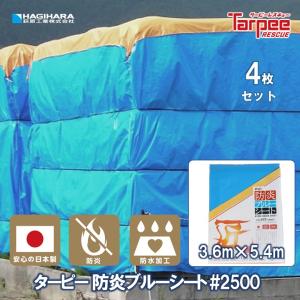 防炎ブルーシート #2500 3.6m×5.4m 4枚 | 匠シリーズ 防炎加工 防炎性能 消防法適合 自己消火性 防水加工 日本製 養生 カバー 間仕切｜hagihara-e