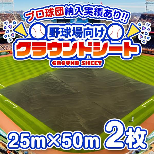 野球場用雨よけシート グラウンドレインカバー 25m×50m 2枚セット[土のう付][受注生産] |...