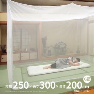 蚊帳 吊り下げ 6畳用 幅250×長さ300×高さ200cm 紐付き 白色 蚊 虫除け クーラー 風除け 吊り下げ用蚊帳 ホワイト 特別送料無料