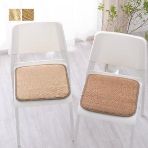 竹シートクッション カナパ2 約40×40cm バンブー 座布団 ひも付き 四角 ダイニングチェアクッション 夏用 アジアン